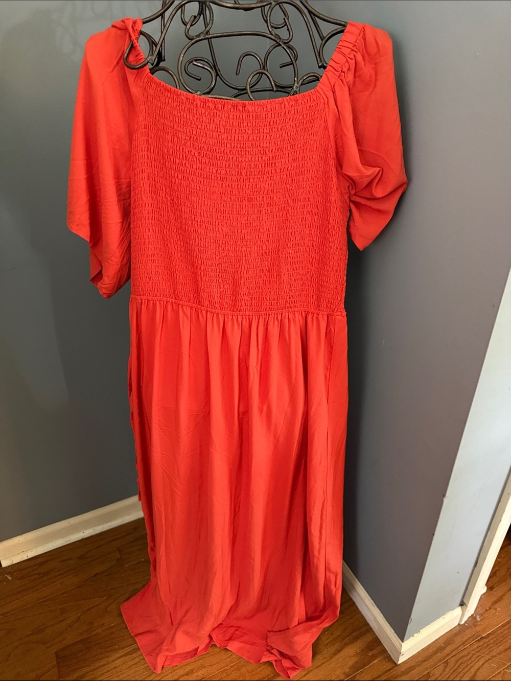 INC International Concepts Coral Maxi Dress with Smocked Bodice